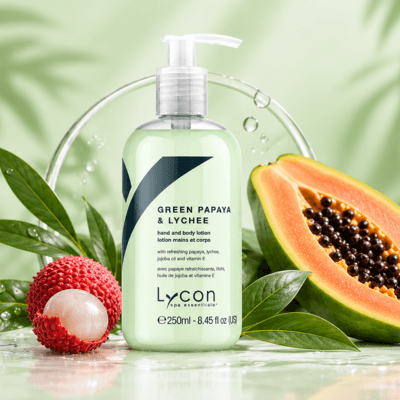 Green lotion with papaya fruit